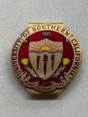 Vintage USC 1970s crest tie/money clip